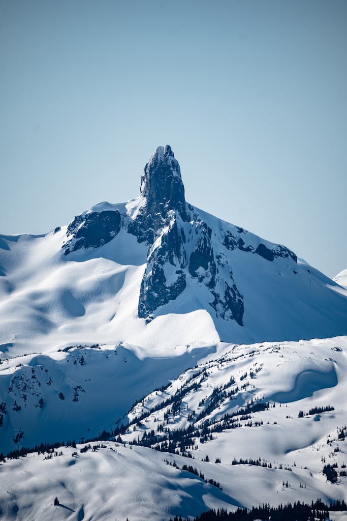 Snow Covered Mountain Under Blue Sky