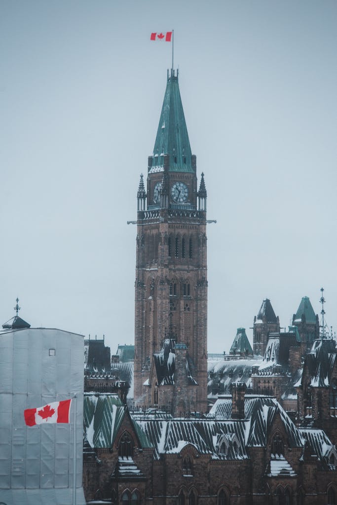The Peace Tower In Canada Parliament Building
